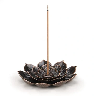 Immagine di SLKIJDHFB Lotus Portaincenso Porta Bastoncini di Incenso 6 Fori Bruciatore con Raccoglicenere