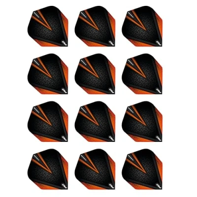 Immagine di RED DRAGON Hardcore Radical Nero e Arancio Dart Standard di Spessore Extra 4 Set per Confezione (12 Voli in Totale)