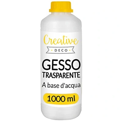 Immagine di Creative Deco 1L Trasparente Gesso Acrilico Colori Acrilici Professionale Preparazione alla Pittura Primer Liquido Copertura Perfetta Consistenza Sottile Ideale per Legno Carta Vetro