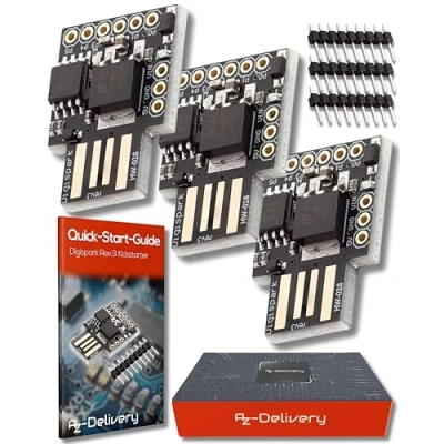 Immagine di AZDelivery 3 x Digispark Rev. Kick Starter Development Board con USB compatibile Arduino incluso un E Book!