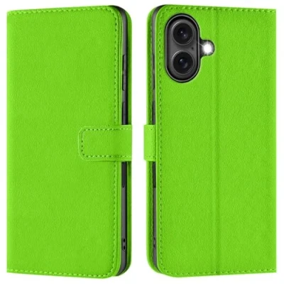 Immagine di Verco Custodia a libro per iPhone 16, con funzione di carte credito, colore: verde
