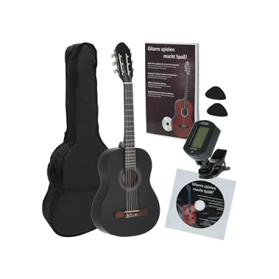 Immagine di JUAN MIGUEL NAVARREZ Chitarra classica 1/2 starter Set nero (borsa, accordatore, plettri, libro con CD)