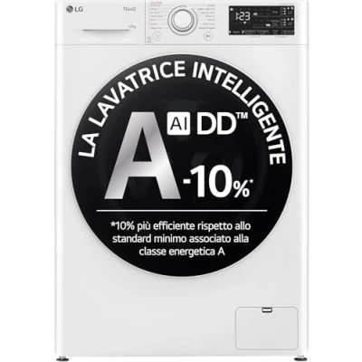 Immagine di LG AI DD F4R3710NSWW Lavatrice 10kg a Carica Frontale, Serie R3, Classe 10%, 1400 giri, Autodosaggio, Lavaggio Vapore, Wi Fi, Libera Installazione, Bianco