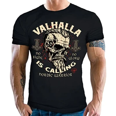 Immagine di Maglietta da uomo per fan vichinghi nordmann celtico: Walhalla is calling, Warrior, M
