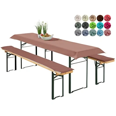 Immagine di heimtexland ® Set di 3 cuscini per tende da birra, cuscino panche tipo 698, colore marrone, tavolo 70 x 220 cm