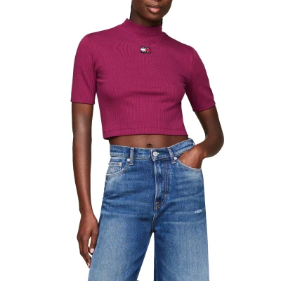 Immagine di Tommy Jeans Turtleneck Badge Tshirt basic, Donna, Taglia: Small, Valley grape