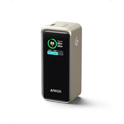 Immagine di Anker Prime Powerbank, 20000 mAh Power Bank con 200 W di potenza, display digitale, 2 porte USB C e 1 porta A, compatibile iPhone 14/13, Samsung, MacBook, Dell, altro ancora (oro)