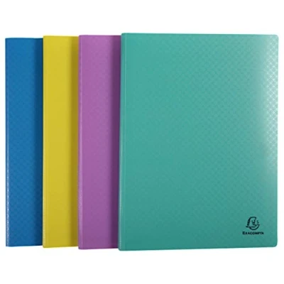 Immagine di Exacompta Cod. 88590E 1 Portalistino 50 buste cristallo liscio trasparente Forever® Young Copertina polipropilene riciclato F.to esterno 24x32cm Colori random: blu, viola, giallo, turchese