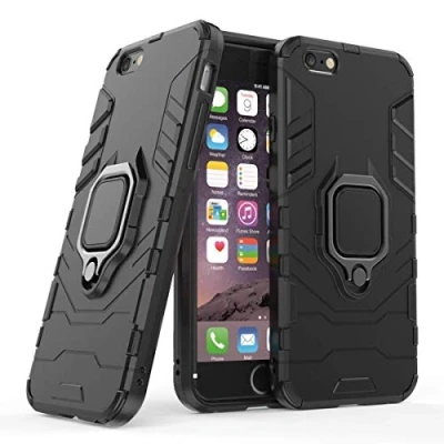 Immagine di Compatibile con iPhone6, iPhone6S Cover, Custodia Armor Anello Cavalletto (Funziona Il Supporto Magnetico per Auto) Case Paraurti Apple iPhone 6, 6S (Nero)