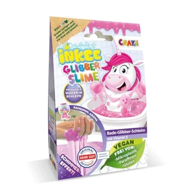 Immagine di INKEE Slime per la vasca da bagno in rosa con profumo di gomma masticare, trasforma l&#039;acqua slime, include effetto glitter (senza microplastiche), 25 litri d&#039;acqua