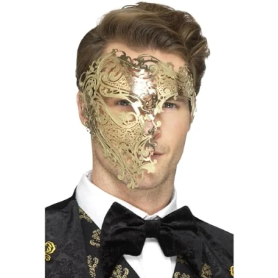 Immagine di Smiffys Maschera deluxe spettro con filigrana in metallo, Oro