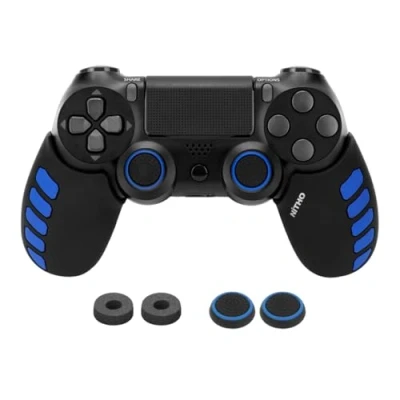 Immagine di NiTHO Gaming Kit per Controller Playstation 4, Include Impugnature Silicone Anti Sudore, Anelli di Precisione, Copri Levette Analogiche, Migliora il Controllo e la Precisione del Gioco PS4