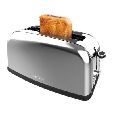 Immagine di Cecotec Tostapane Verticale 1 Fessura Lunga Toastin&#039; time 850 Inox Long Lite. W, 2 Fette di Pane, Larga 3,8 cm, Supporto per Panini e Vassoio Raccogli Briciole, Acciaio Inossidabile