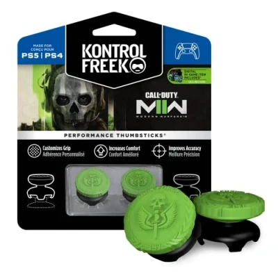 Immagine di KontrolFreek Call of Duty: Modern Warfare II Performance Thumbsticks per PlayStation 4 (PS4) e 5 (PS5) 2 High Rise, Ibrido/Flat Nero/Verde