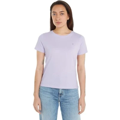 Immagine di Tommy Jeans Tjw Soft Jersey Tee Dw0dw14616 Top in maglia a maniche corte, Viola (Lavender Flower), L Donna