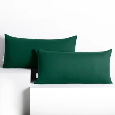 Immagine di DecoKing 2 federe 40 x 80 cm cotone con chiusura lampo verde bottiglia ambra