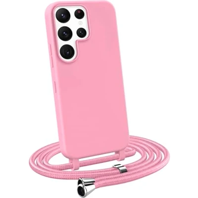 Immagine di MyGadget Cover per Samsung Galaxy S22 Ultra Custodia con Corda Case Cordino Opaca Antiurto/Bumper Laccio/Tracolla Practical Stylish Collo Rosa