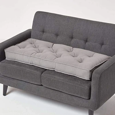 Immagine di Homescapes cuscino lungo grigio 100 x 48 cm, spessore imbottito per divano con rivestimento in cotone