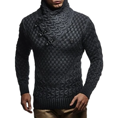 Immagine di Leif Nelson MIT Schalkragen Maglione, Uomo, Taglia: XXL, Schwarz anthrazit