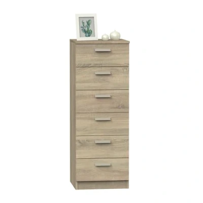 Immagine di Muebles Pitarch Sinfoniere Comò 6 Cassetti Guide Metalliche, per Camere, Rovere Cambrian, 110x40x40 cm (altezza x larghezza profondità), Con Maniglia, Collezione Tibet
