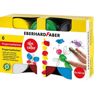 Immagine di Eberhard Faber 578606 colori a dita EFA Color, 6 colori, 40 ml ciascuno, atossici per bambini