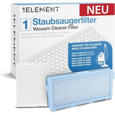 Immagine di 1 filtro per aspirapolvere Miele [Compact C1 &amp; C2, Complete C2 C3, S8340] HEPA motore persone allergiche contro polveri sottili e odori [S4000, S5000, S6000 S8000 Series]