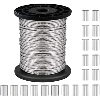Immagine di NACTECH Cavo Acciaio Intrecciato 1.5mm Filo in Inox per Appendere 30 metri Rivestito con Manicotto a Crimpare Cavi Acciao Sospensione Quadri Specchi 110 lbs