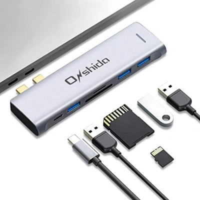 Immagine di Onshida Hub USB C Adattatore 6 in 1 con HDMI 4K, Porte Type PD, 2 x 3.0 e Lettore di Schede SD/TF Compatibile MacBook, Google ChromeBook Portatili Windows