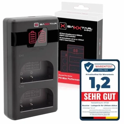 Immagine di Baxxtar DMW BLK22 BLF19 PD MaxPerformance Caricabatterie (1500 mA) USB C Mini Dual LCD PD/QC (1619422)