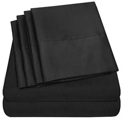 Immagine di set di lenzuola per letto king size, 6 pezzi, collezione Supreme, in microfibra spazzolata fine, con tasca profonda, biancheria da 2 federe extra, ottimo rapporto