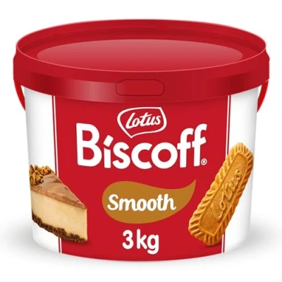 Immagine di Lotus Biscoff Smooth Crema Spalmabile Dolce e cremosa con gusto Biscotto Caramellato VEGANI senza Noci nessun colorante o additivo artificiale Secchiello da 3 Kg