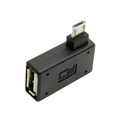 Immagine di Cablecc Adattatore micro USB 2.0 Host OTG con alimentazione USB, angolato di 90 a sinistra, per cellulari e tablet Galaxy S3, S4, S5, Note2, Note3