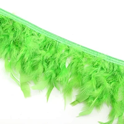 Immagine di Sowder Frange con piume di tacchino per feste, matrimoni, cucito, artigianato, costumi, confezione da 1,8 m (verde lime)