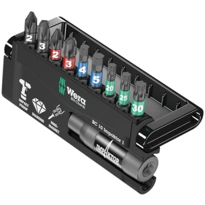 Immagine di Wera 8740/51/55/67 9/IDC Impaktor Bit Check 05057680001 Kit inserti 10 parti Croce Phillips, Pozidriv, TORX interno, Brugola interna Tecnologia