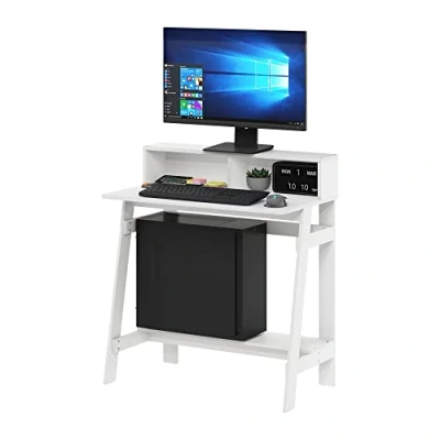 Immagine di Furinno Semplicistico Una scrivania per Computer con Telaio, Legno ingegnerizzato, Bianco, 45.47 (D) x 80.26 (W) 90.42 (H) cm