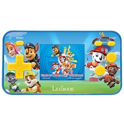 Immagine di Lexibook Paw Patrol La Squadra dei Cuccioli Chase Console di gioco portatile Cyber Arcade Pocket, 150 giochi, LCD, batteria, rosso / blu, JL1895PA