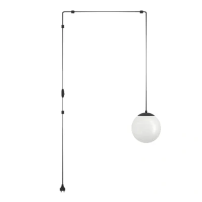 Immagine di EGLO Rondo 3 Lampada a sospensione, portalampada con cavo e spina, lampadario per tavolo da pranzo, sala in metallo nero vetro bianco, attacco E27