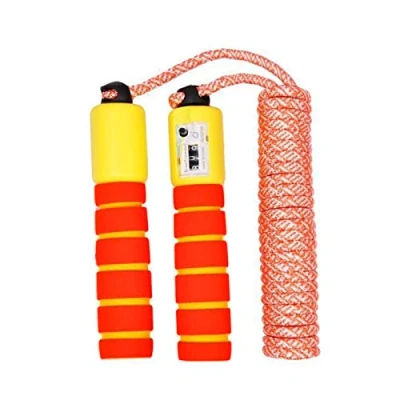 Immagine di Sunshine Smile Corda per saltare regolabile, i bambini di sport corda, con manici in schiuma e contatore, bambini, il fitness Boxe (Rouge jaune)