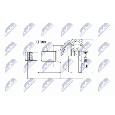 Immagine di NTY NPZ CT 021 Kit Giunto Omocinetico Assale anteriore Dx, Sx con anello di sicurezza interno CITROËN: C5 III Station Wagon, 3