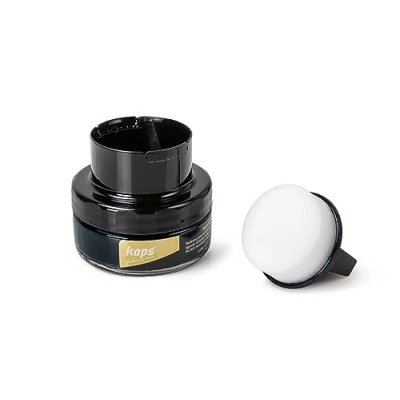 Immagine di Kaps Crema per la Cura delle Scarpe con Spugna Applicatore, Intensiva e Nutrimento Pelle, Delicate, 70 Colori (117 Blu Navy)