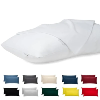 Immagine di Flowen Federe Cuscini Letto Matrimoniale e Singolo 40x80 Set 2 Copricuscini 100% Cotone Effetto Seta Tessuto Morbido Anallergico Antiacaro Traspirante Coppia Fodere Rettangolari Lavabili in Lavatrice