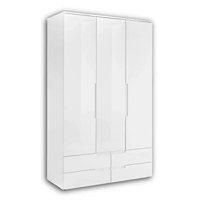 Immagine di Stella Trading Spice Elegante con Molto Spazio per riporre Oggetti, Versatile Armadio Ante girevoli, Colore, Legno ingegnerizzato, Bianco/Bianco Lucido, 3 türig