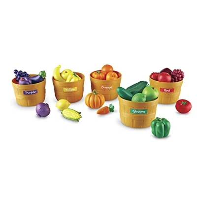 Immagine di Learning Resources Set di classificazione per colore, Mercato dei contadini, Frutta e verdura giocattolo, Gioco educativo, regali bambini 18 mesi 3 anni anni, bambine