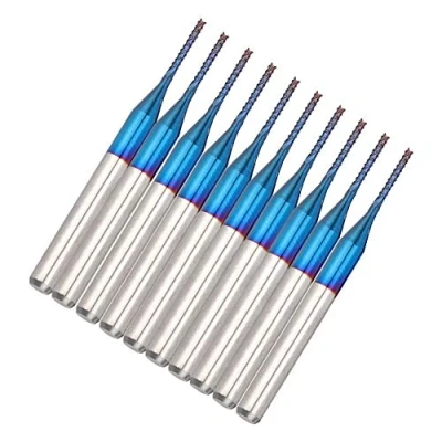 Immagine di Set di 10 frese in metallo duro Blue Corn Cutter CNC PCB per incisione fresa carving Drill utensili (1,0 mm)