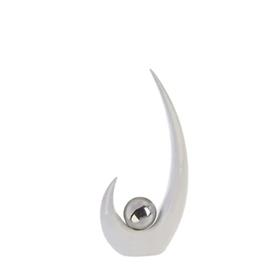 Immagine di Casablanca GILDE Scultura moderna Move in ceramica bianco/argento con sfera argentata altezza 37 cm