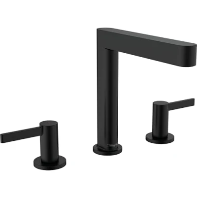 Immagine di hansgrohe Finoris Rubinetteria 3 fori lavabo 160 con push open, nero opaco, 76034670