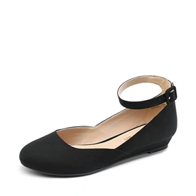 Immagine di DREAM PAIRS Ballerine Donna Cinghia Scarpe Basse Eleganti Fiocco Comode CAMOSCIO Nero REVONA E Taglia 41 (EUR)
