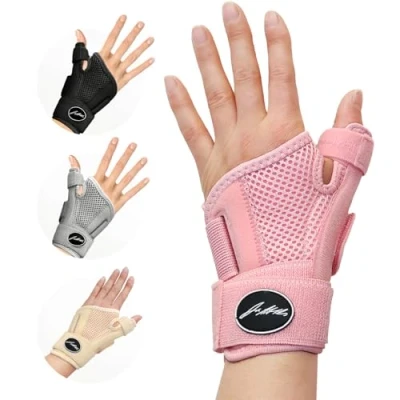 Immagine di Tutore Pollice Destro e Sinistro Ideato da Medici Specialisti Polso con 2 Stecche di Supporto Integrate Sollievo in Caso Artrosi o Tendinite (Confezione Singola, Rosa)