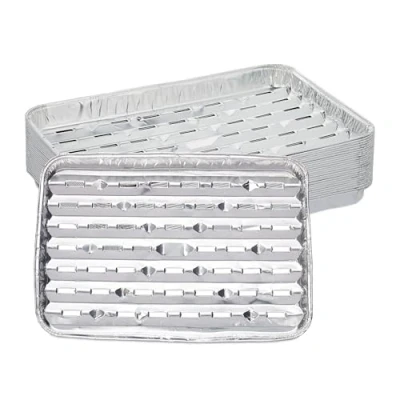 Immagine di Relaxdays Vaschette in Alluminio per Barbecue, Set da 25, L x P: 34 22 cm, Contenitori Rettangolari con Fori, Argento