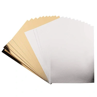Immagine di Ideen mit Herz Cartoncino a specchio, carta metallica, metallizzata per artigianato, 20 fogli, formato DIN A4, 200 g/m², colore argento e oro chiaro